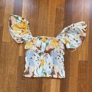 Abercrombie & Fitch Flutter Sleeve Smocked Top